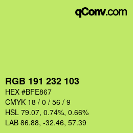 Color code: RGB 191 232 103 | qconv.com