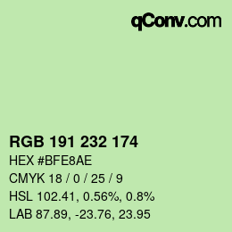 カラーコード: RGB 191 232 174 | qconv.com