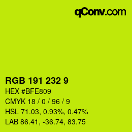 Color code: RGB 191 232 9 | qconv.com