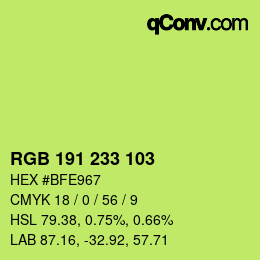 Color code: RGB 191 233 103 | qconv.com