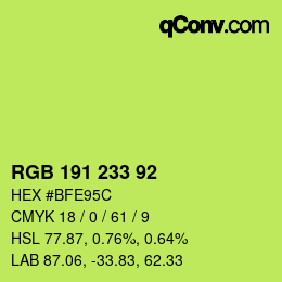 カラーコード: RGB 191 233 92 | qconv.com