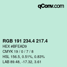 カラーコード: RGB 191 234.4 217.4 | qconv.com