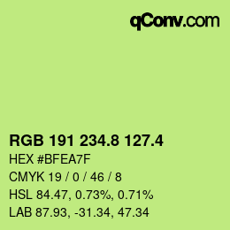 カラーコード: RGB 191 234.8 127.4 | qconv.com