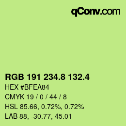 カラーコード: RGB 191 234.8 132.4 | qconv.com
