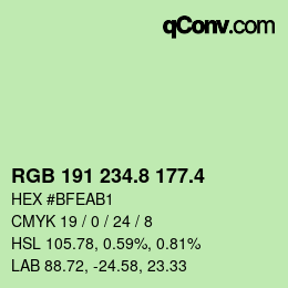 カラーコード: RGB 191 234.8 177.4 | qconv.com