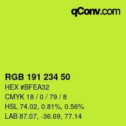 Color code: RGB 191 234 50 | qconv.com