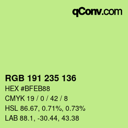 Color code: RGB 191 235 136 | qconv.com