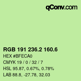 カラーコード: RGB 191 236.2 160.6 | qconv.com