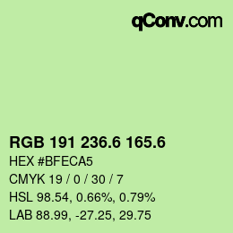 カラーコード: RGB 191 236.6 165.6 | qconv.com
