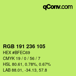カラーコード: RGB 191 236 105 | qconv.com