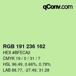 Color code: RGB 191 236 162 | qconv.com