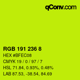 Color code: RGB 191 236 8 | qconv.com