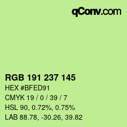 Color code: RGB 191 237 145 | qconv.com