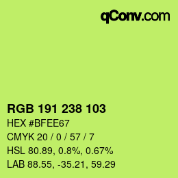 Color code: RGB 191 238 103 | qconv.com