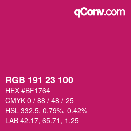 カラーコード: RGB 191 23 100 | qconv.com
