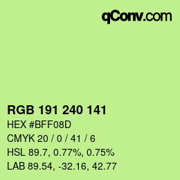 Color code: RGB 191 240 141 | qconv.com