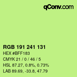 Color code: RGB 191 241 131 | qconv.com