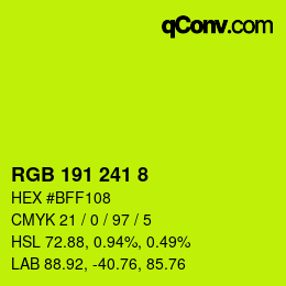 Color code: RGB 191 241 8 | qconv.com