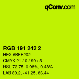 カラーコード: RGB 191 242 2 | qconv.com
