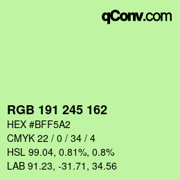 Color code: RGB 191 245 162 | qconv.com