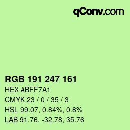 Farbcode: RGB 191 247 161 | qconv.com