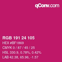 颜色代码: RGB 191 24 105 | qconv.com