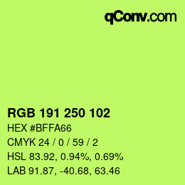 Farbcode: RGB 191 250 102 | qconv.com