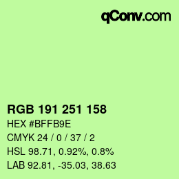 Color code: RGB 191 251 158 | qconv.com