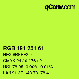 颜色代码: RGB 191 251 61 | qconv.com