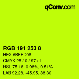 颜色代码: RGB 191 253 8 | qconv.com