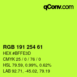 Color code: RGB 191 254 61 | qconv.com