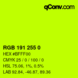 カラーコード: RGB 191 255 0 | qconv.com