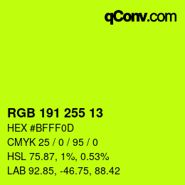 Color code: RGB 191 255 13 | qconv.com