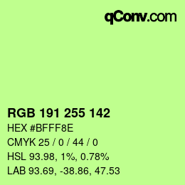 Color code: RGB 191 255 142 | qconv.com