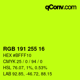 Color code: RGB 191 255 16 | qconv.com