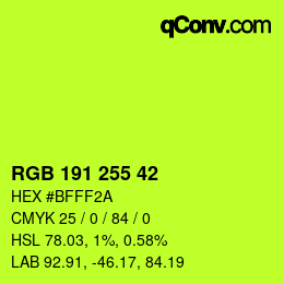 颜色代码: RGB 191 255 42 | qconv.com