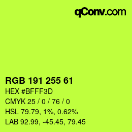 Color code: RGB 191 255 61 | qconv.com