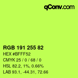 Color code: RGB 191 255 82 | qconv.com