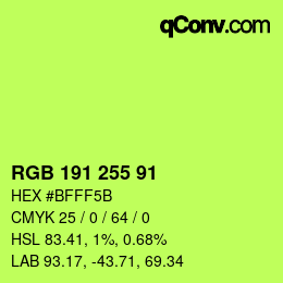 Color code: RGB 191 255 91 | qconv.com