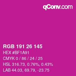 Color code: RGB 191 26 145 | qconv.com