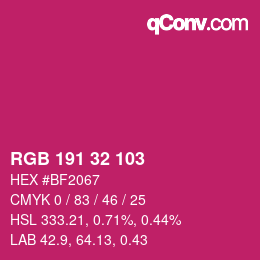 Color code: RGB 191 32 103 | qconv.com