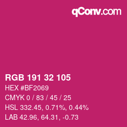 Color code: RGB 191 32 105 | qconv.com