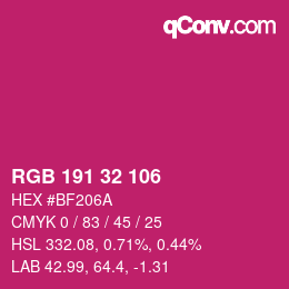 Color code: RGB 191 32 106 | qconv.com