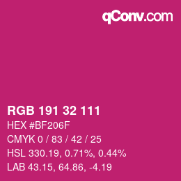 Color code: RGB 191 32 111 | qconv.com