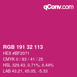 Color code: RGB 191 32 113 | qconv.com