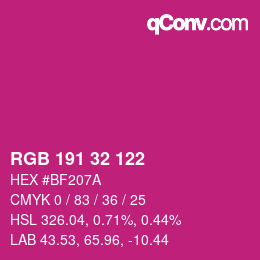 Color code: RGB 191 32 122 | qconv.com