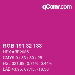 Color code: RGB 191 32 133 | qconv.com