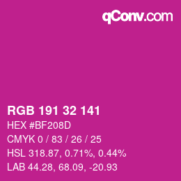 Color code: RGB 191 32 141 | qconv.com