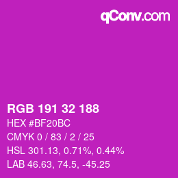 Color code: RGB 191 32 188 | qconv.com