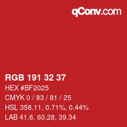 Color code: RGB 191 32 37 | qconv.com